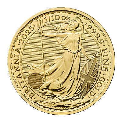 A picture of a 1/10 oz Gold Britannia Coin (2025)